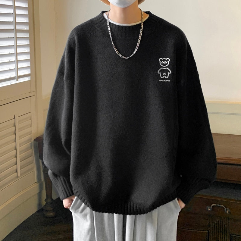 Men Sweatshirt Graphic Knitted Pullovers Casual Harajuku