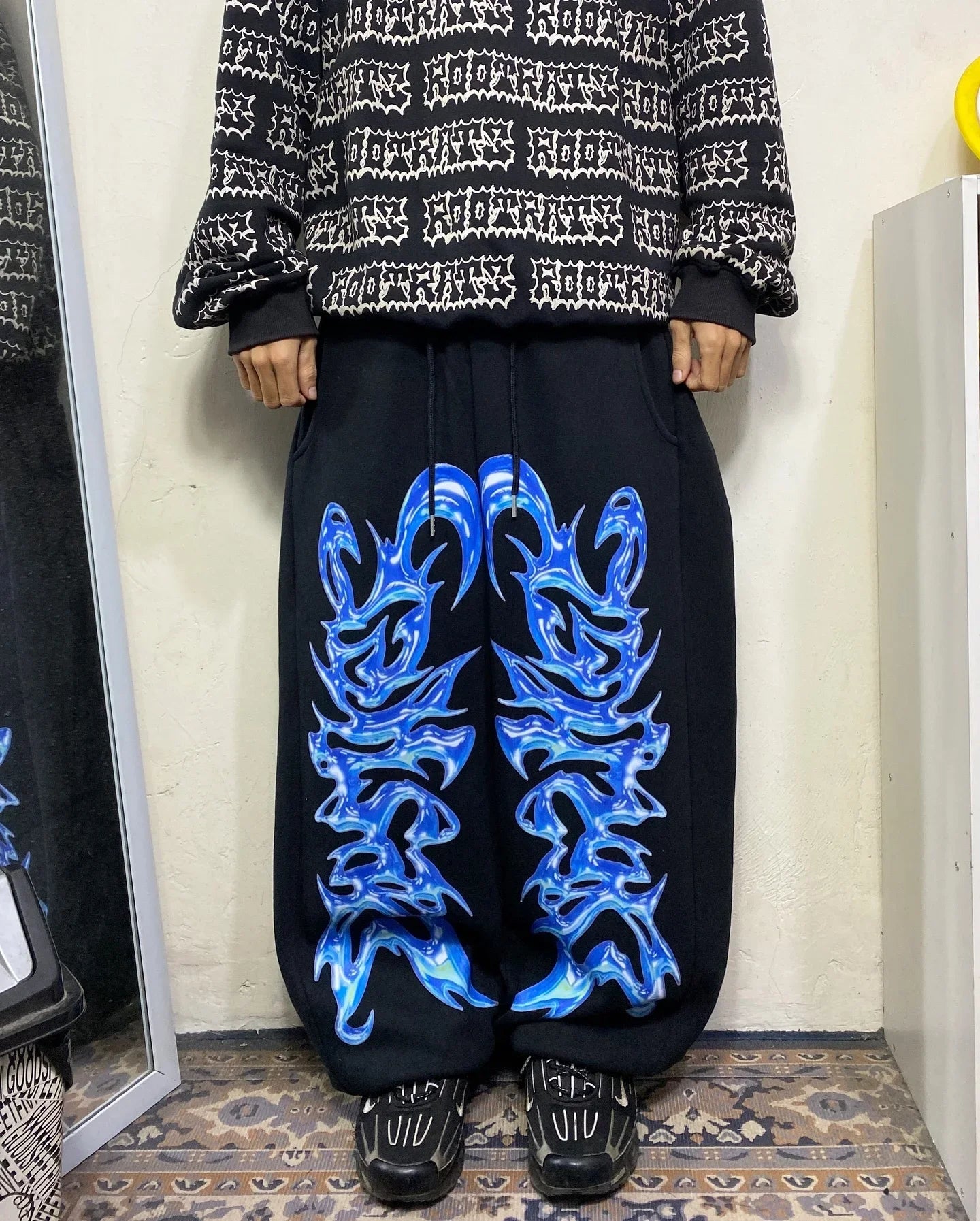 Retro Loose Wide Leg Pants Men Harajuku
