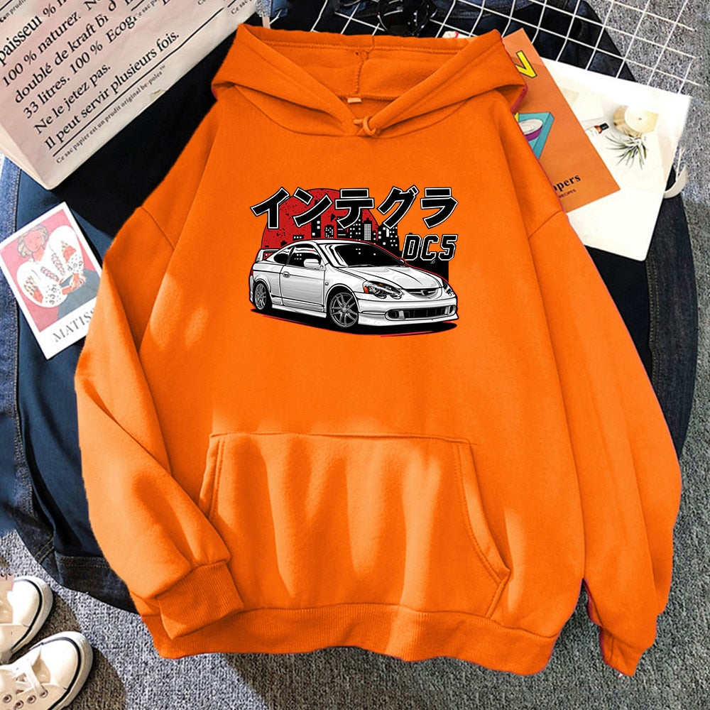 Men Hoodies Harajuku Initial D Cartoon Pullovers