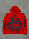 Skull Hoodies Women Retro Streetwear Loose Fit