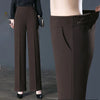 Womens High Waist Pants Elastic Straight Leg Casual Trousers Pockets