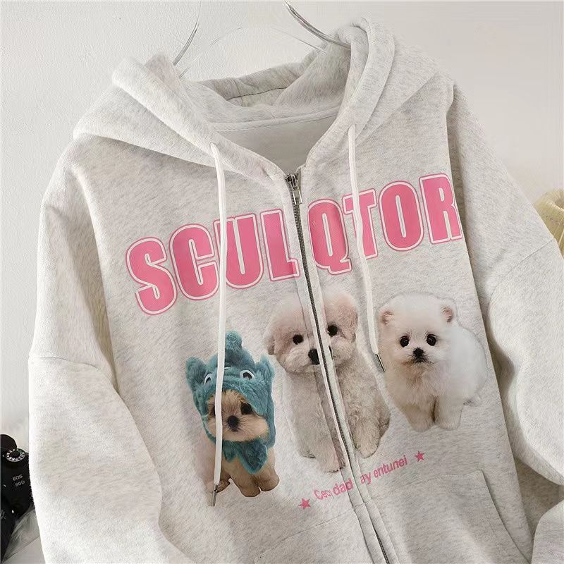 Hoodies Women Kpop Oversized Sweatshirts Cute Cartoon Casual Tops Coat