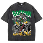 American Vintage Skeleton T-Shirt Boston New Personality