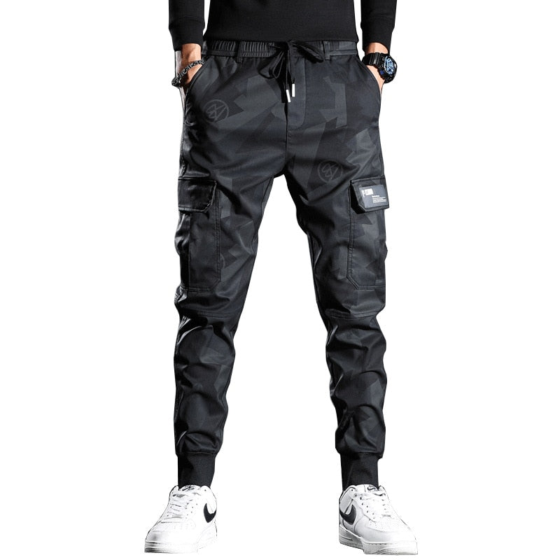 Sweatpants Men Camouflage Elasticity Military Cargo Pants Drawstring Multi Pockets