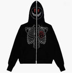 Y2K Fashion Hoodie Rhinestones and Letter Graphics for Stylish Men