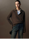 Cashmere Polo Sweater Scissors Collar Intellectual Knit