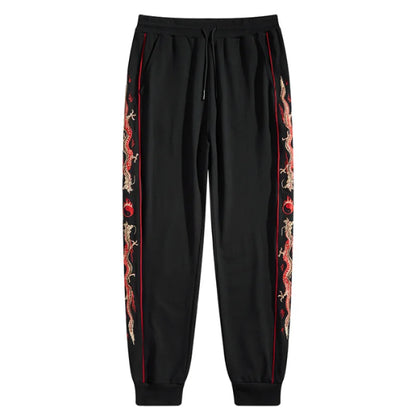 Embroidered Sports Pants Men Chinese Style Fall Wear
