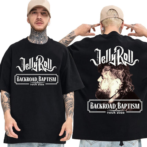 Jelly Roll 2023 Tour T-Shirts für Männer Backroad Taufe Grafik Kurzarm Hip Hop