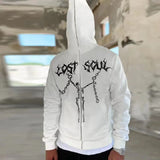 Zip-up Gothic Hoodie Jacket with Fashion Graphics Print