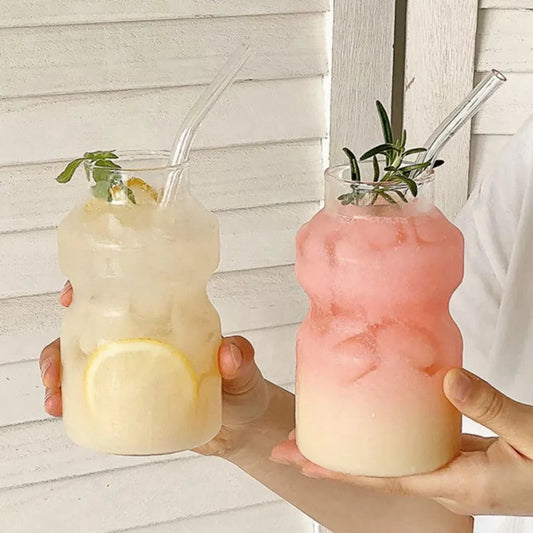 250/440ML Ripple Glass Cup Iced Coffee Mug Heat-Resistant Transparent Glass