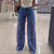 Urban Crochet Denim Women Pants Elegan Hollow Out Zippers Pocket Button