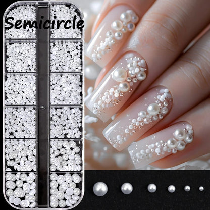 Mixed White Pearl Nail Charms