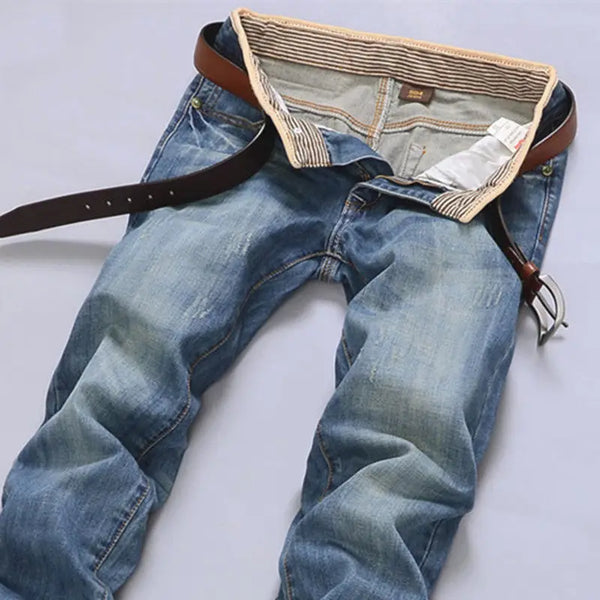 Men Vintage Ripped Jeans Loose Fit Straight Leg Denim Pants