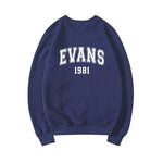 Chris Evans 1981 Graphic Long Sleeve Pullovers for Women