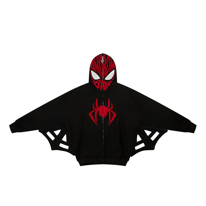 Men Spider Zipper Jacket Harajuku Loose Winter