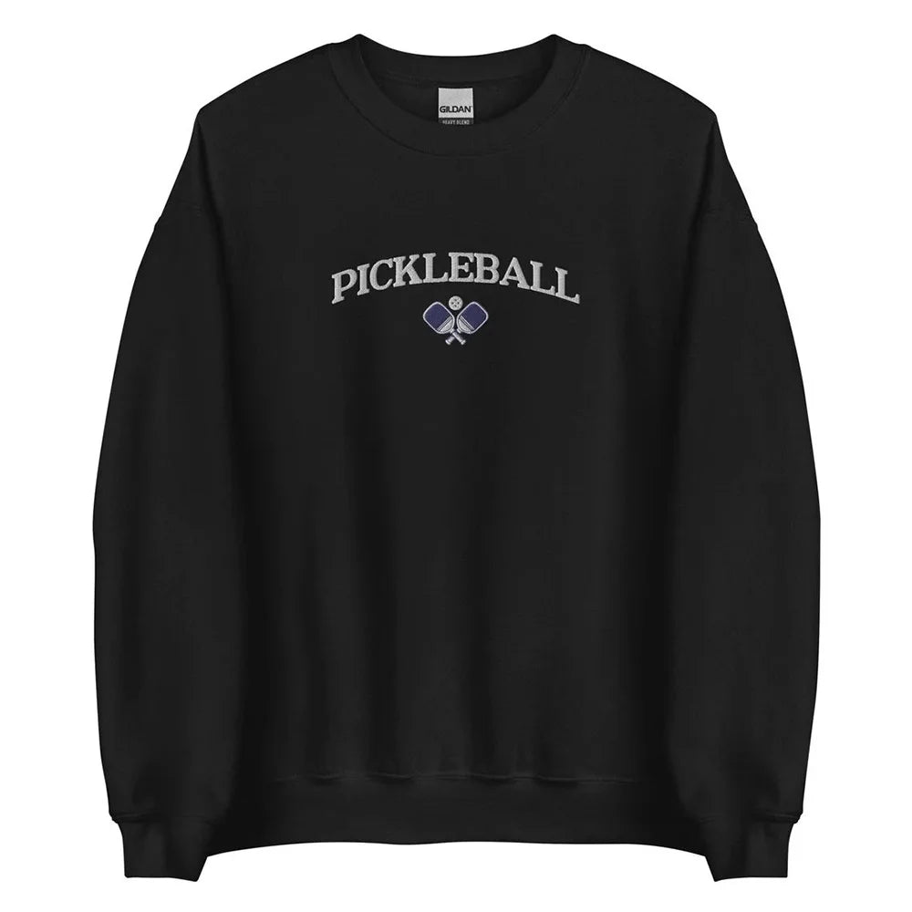 Pickleball Embroidered Vintage Sweatshirt Women Autumn Fleece Pullover