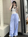 Blue Striped Wide Legs High-Waist Pants