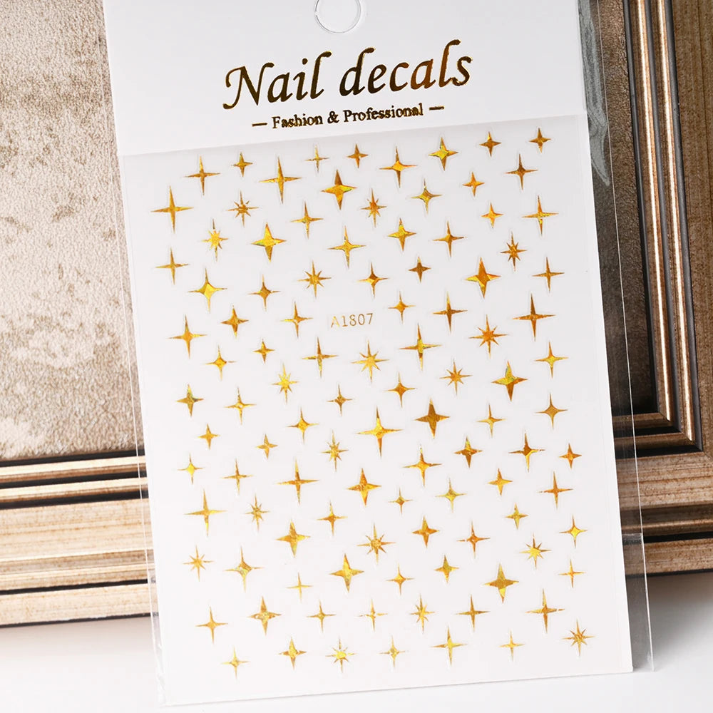 3D Gold Heart Nail Art Stickers