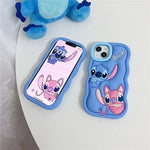 For iPhone Cute Stitch Cartoon Silicon Wave Side Soft Phone Case Cover