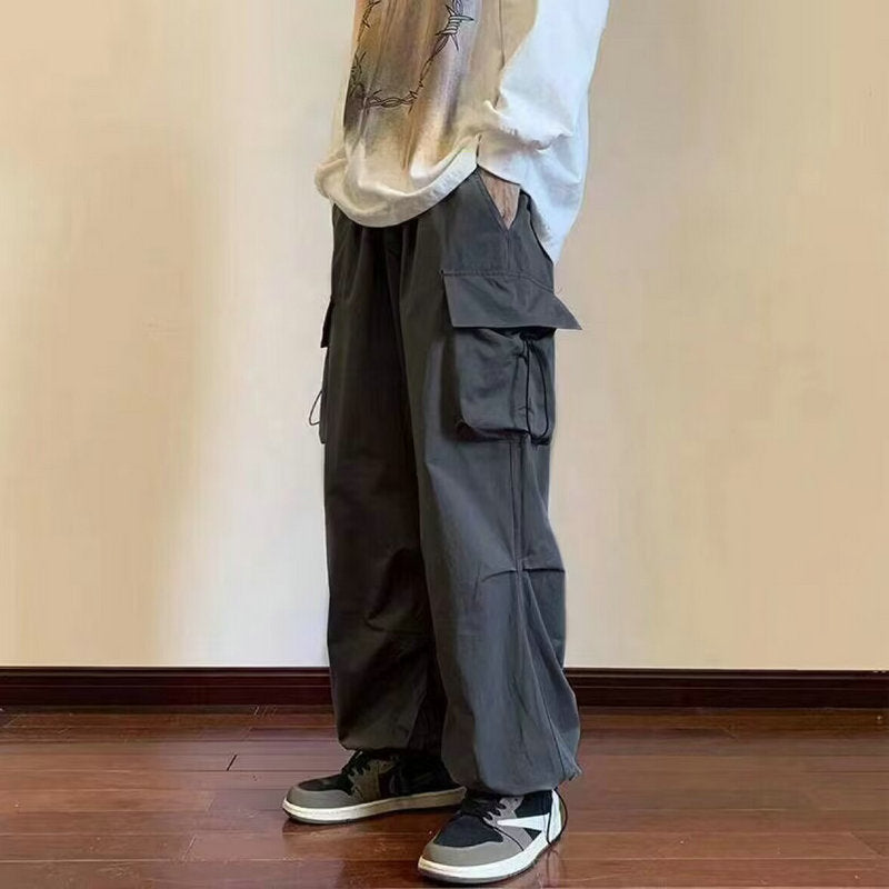 Cargo Pants Men Streetwear Hip Hop Black Harajuku Elastic Waist Harem Ankle length