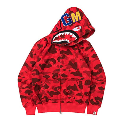 Y2K Shark Hoodie Hip Hop Harajuku Sweatshirt for Women, Full Zipper Streetwear Jacket