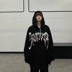 Hooded Graphic Top Baggy with Orint on Hoodies Loose Sweatshirt Pullovers