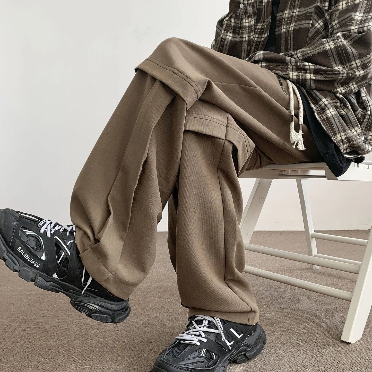 Casual High Street 2024 Lace Up Men Pants