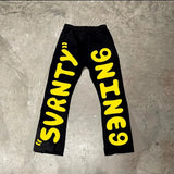 Gothic Letter High-Waist Pants: Y2K Street Hip-Hop Chic