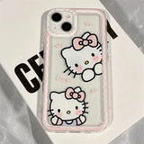 Sanrio Ins Hello Kitty Pink Edge Case For Iphone Y2k Clear Silicone Anti-fall