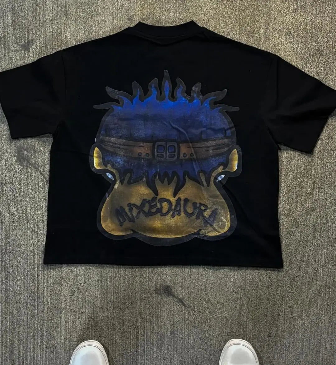 Amerikanisches Y2K Anime Print T-Shirt Männer Hip Hop