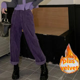 Purple Corduroy Wide Leg Pants