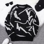 Men Graffiti Pattern Knitted Pullover Sweater