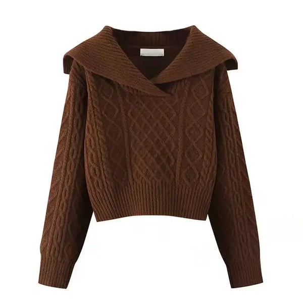 Peter Pan Collar Sweater Women Knit Pullover Long Sleeve Soft