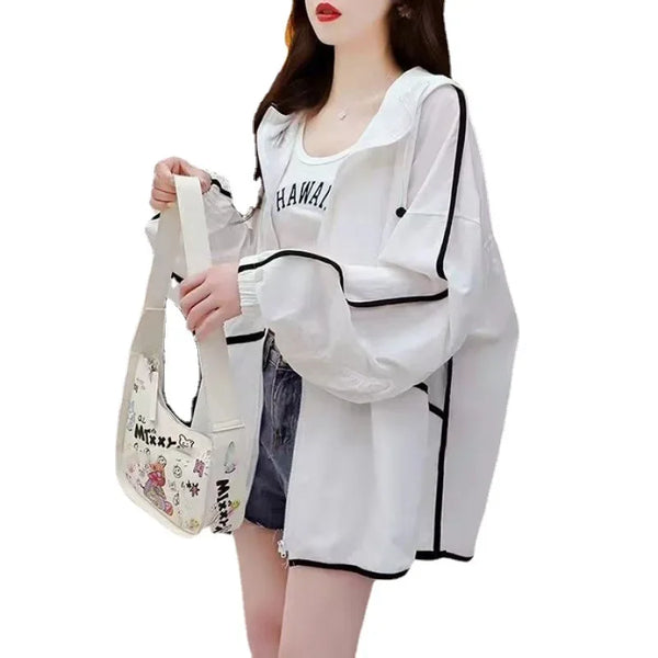 Womens UPF Sun Protection Jacket Hooded Zip Up Lightweight Cotton