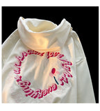 Embroidery Hoodies Y2k Women Retro Zipper Streetwear