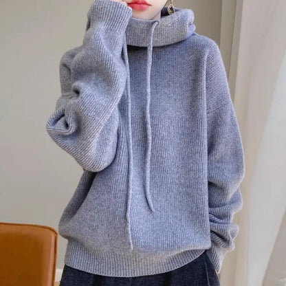 Womens Knit Hoodie Sweater Thickened Warm Oversized Jumper Elegant