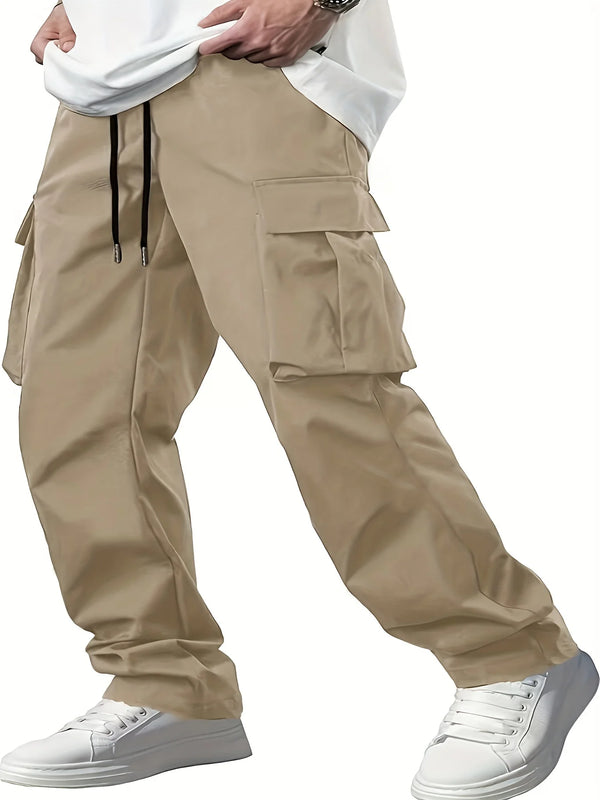 Summer Men's Work Pants Multi-Pocket Casual Drawstring Style