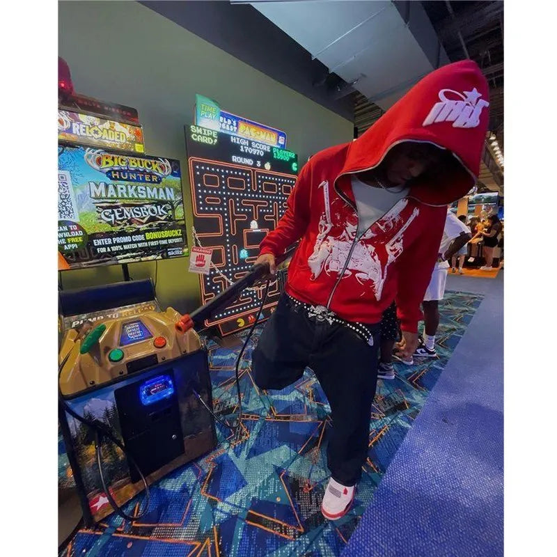 Y2K Cartoon Print Hoodies Women High Street Harajuku Vintage Oversized