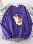 Women Sweatshirts Harajuku Cute Angy Cat