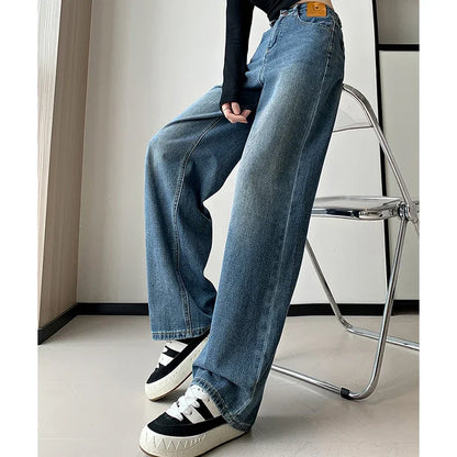 2024 hohe Taille Streetwear Gerade Bein Jeans Mädchen Vintage 