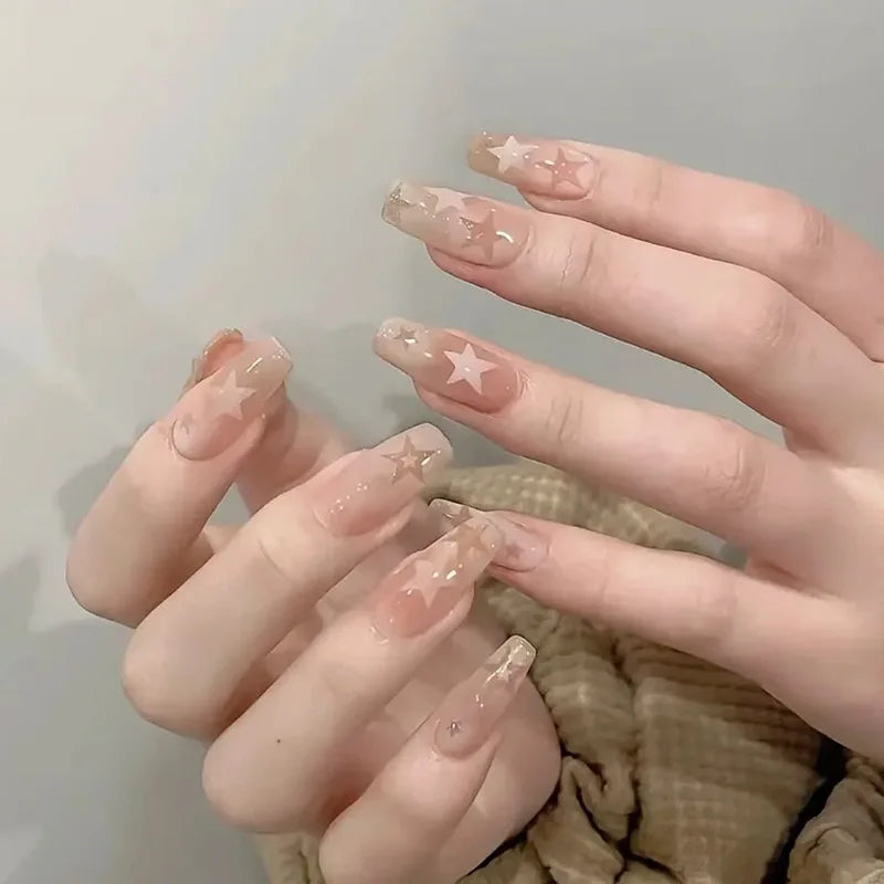 Cute Black Star with headphone 3D Press on Nails