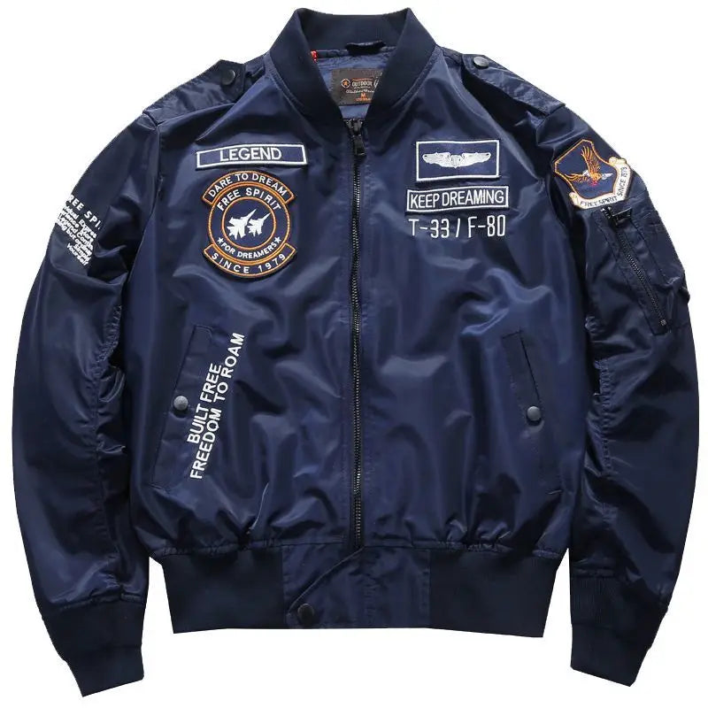Men's Embroidered Bomber Jacket Air Force Aviation Workwear