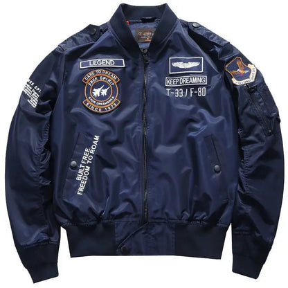 Men's Embroidered Bomber Jacket Air Force Aviation Workwear