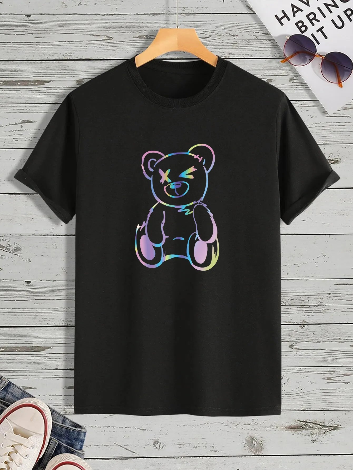 Men’s Tees Print Teddy Bear Tops