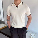 Mens Woolen Polo Sports T-shirt With Elbow Sleeves And Slim-fit