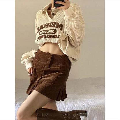 Hoodies Oversized  Polo Collar Casual Tops Vintage