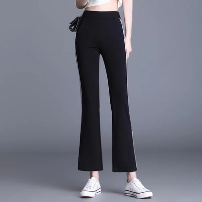 Women's Flare Pants Slim Fit Summer Casual Black Sportswear
