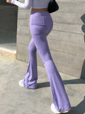 Woman Pants Y2k Bottom Flare Tights Aesthetic Fashion Streetwear