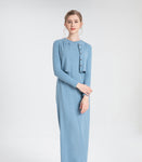 woman cardigan and near Ankle Length long dress nature fiber brand  ribbing fabric clothing - xinnzy