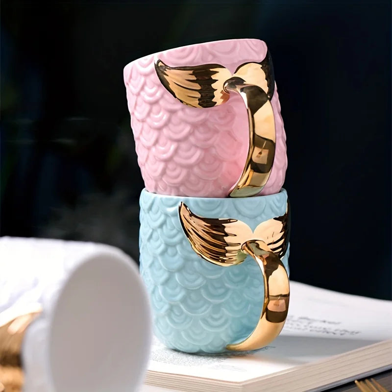400ML Golden Mermaid Tail Ceramic Mug Tea Coffee Milk Novelty Gifts